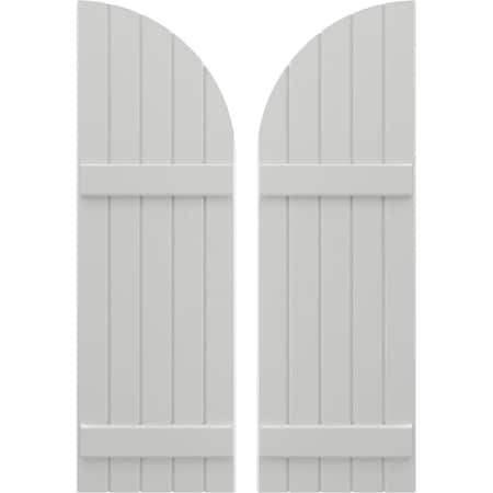 Ekena Millwork Americraft 5-Board (2 Batten) Wood Joined Board-n-Batten Shutters w/ Arch Top, ARW101BQ518X47STH, PR ARW101BQ518X47STH